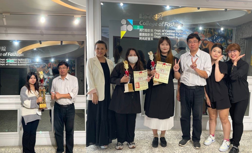 流行設計系主任陳高生、指導老師黃瑞媚、蔡宇與獲獎學生合影03