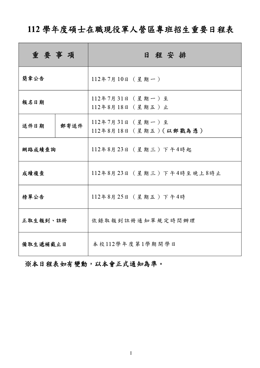 112學年度現役軍人專碩招生簡章(公告版)