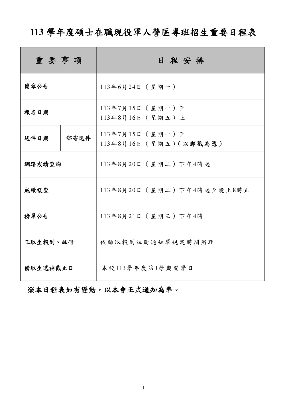 113學年度現役軍人專碩招生簡章(請點我)