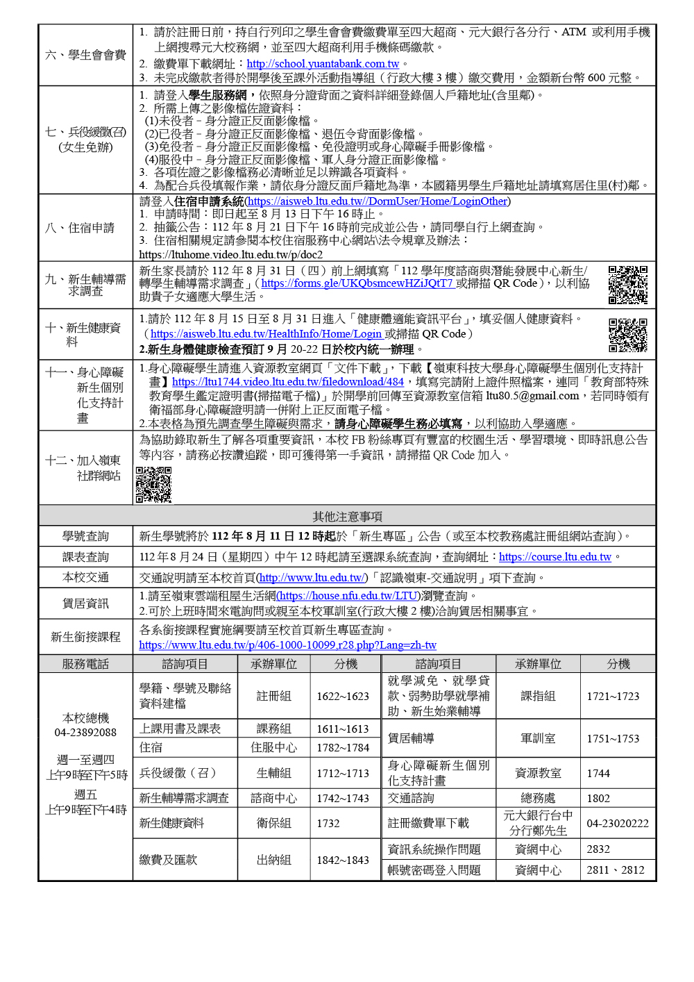112 學年度日間部聯合登記分發新生註冊通知(第二梯次)2
