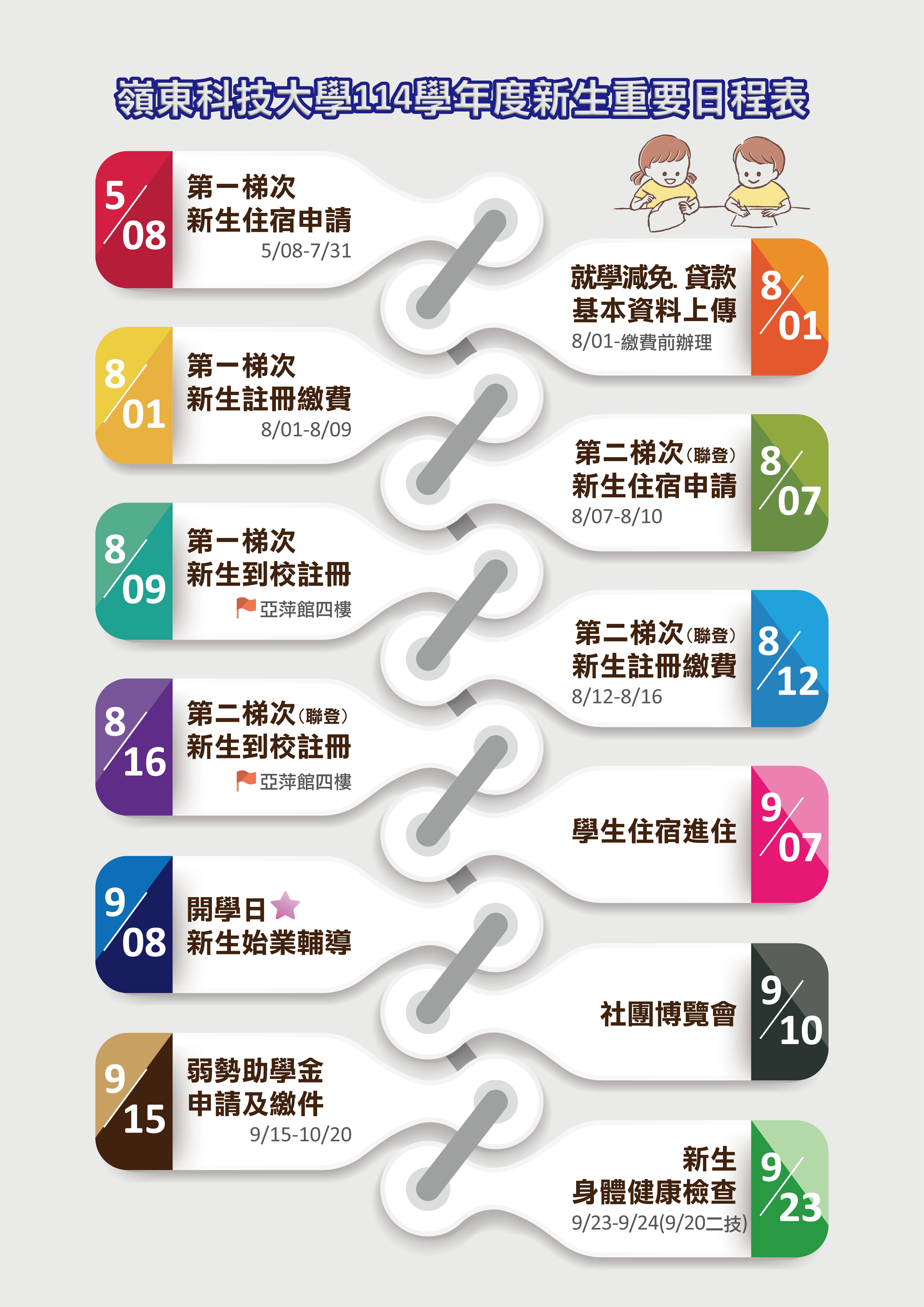 114(一)新生重要時程表