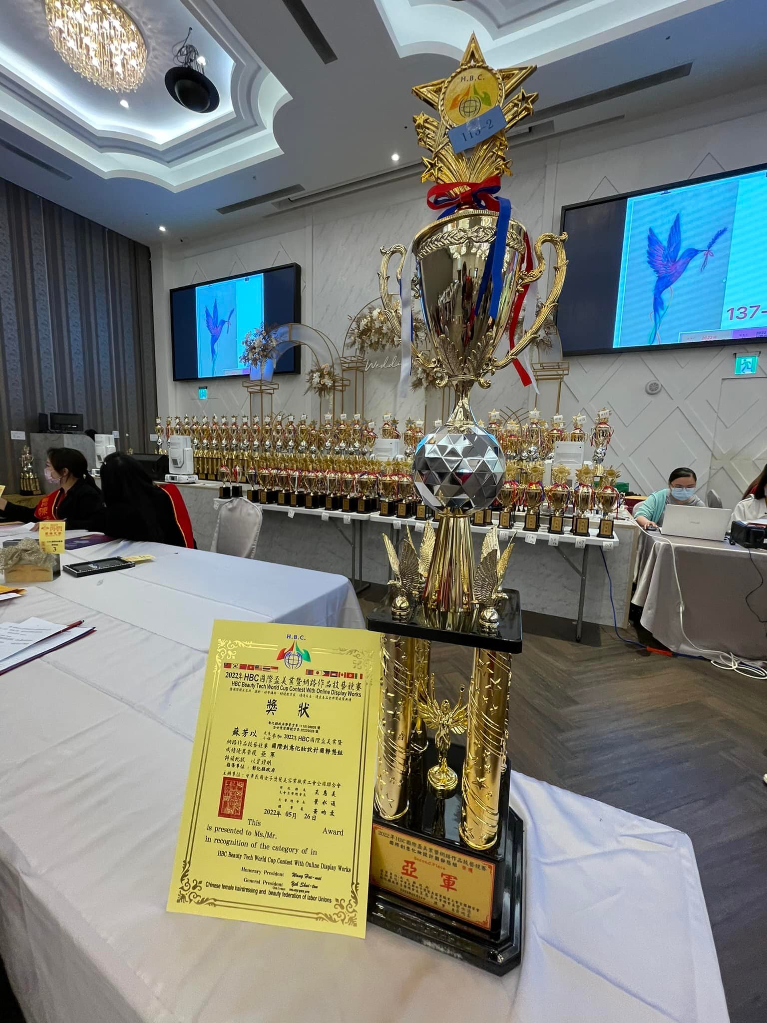 國際創意化妝設計圖靜態組亞軍蘇芳以獎盃